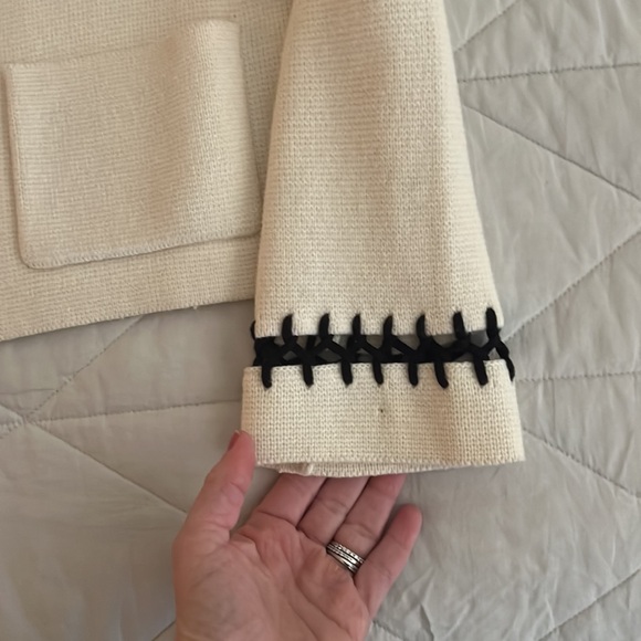 Maje Cream Knit Jacket with Black Detailing size 1 / small - Picture 15 of 16
